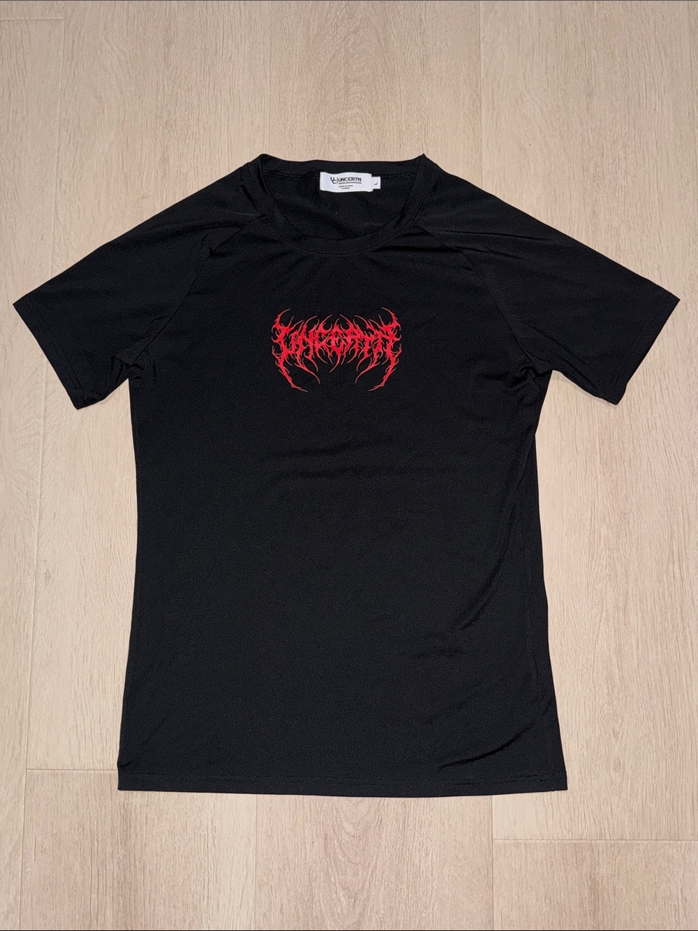 Uncertn Compression Graphic Short-Sleeve T-Shirt with Red Chest Logo